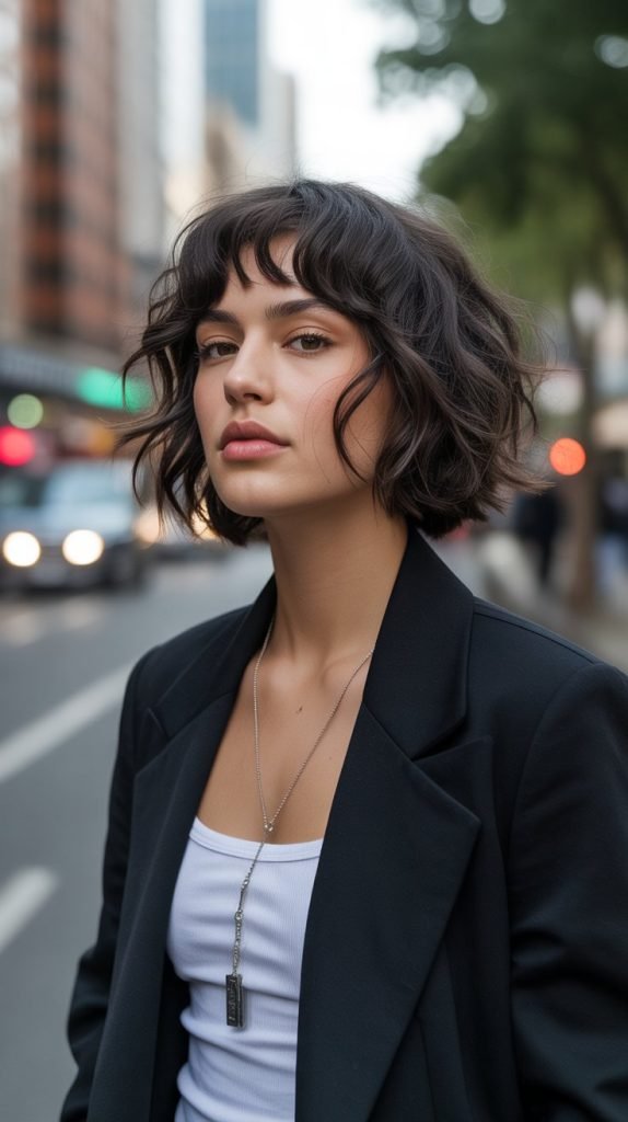 9. Choppy Chin Bob with Piece-y Bangs