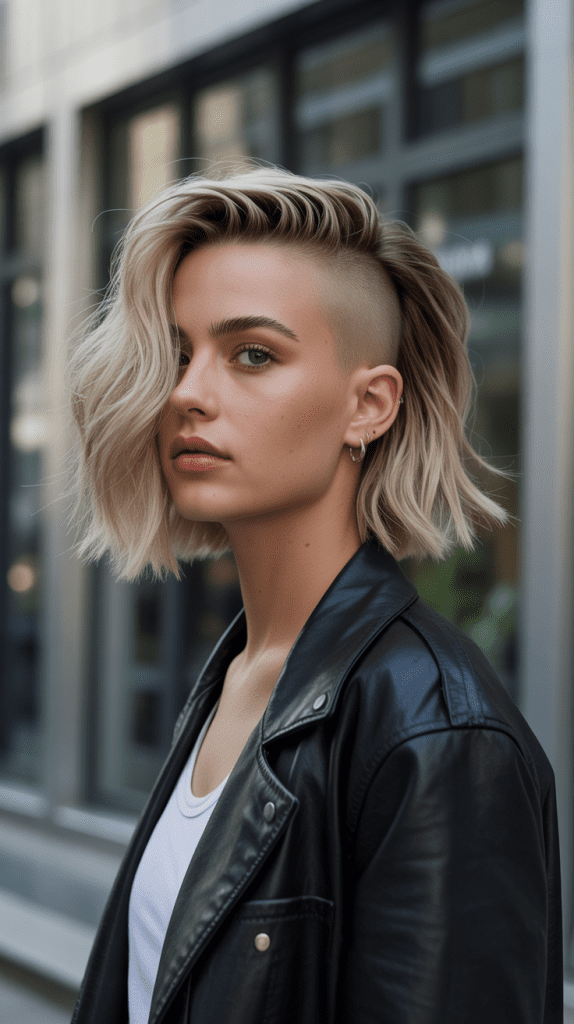 Undercut Blonde French Bob