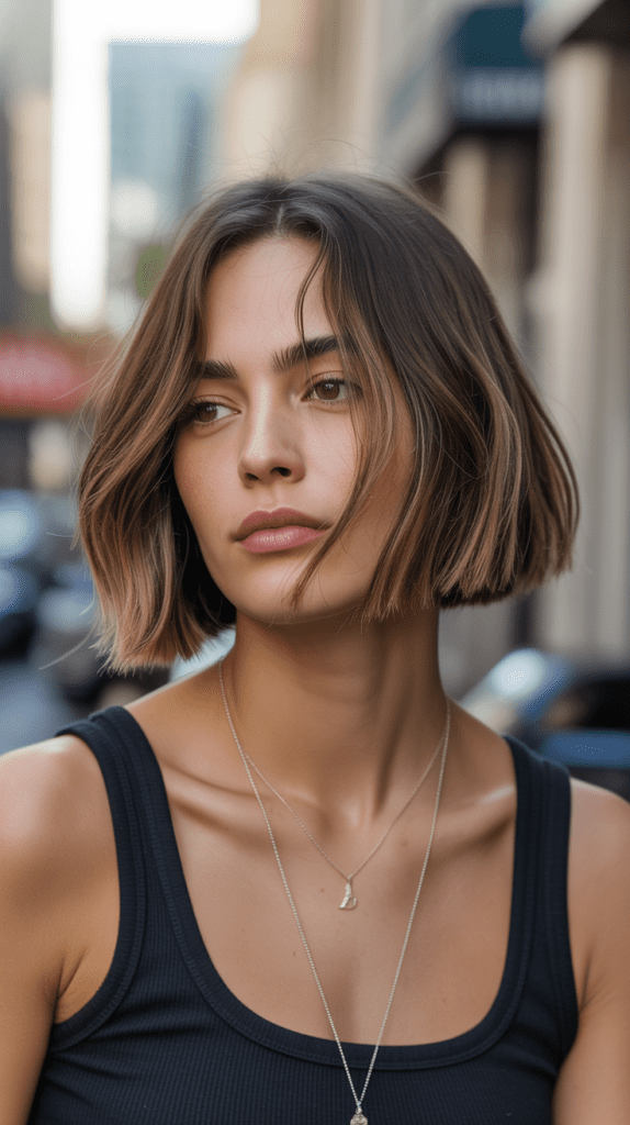 Angled Bob with Textured Side Bangs