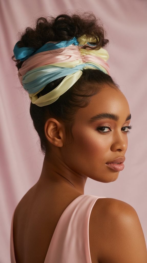 Pineapple Updo with Ribbon Weaving