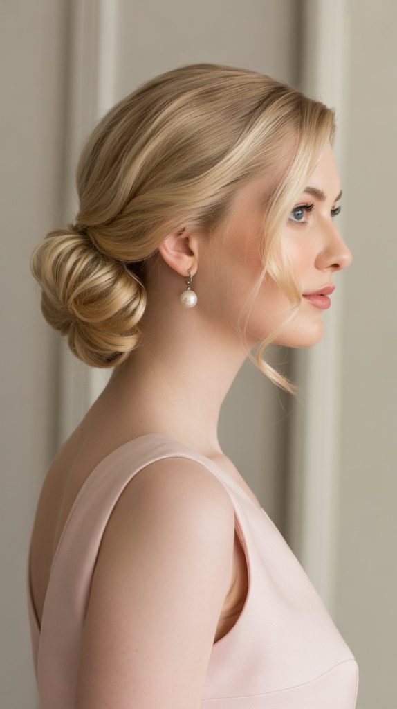 1. Classic Low Chignon with Teasing