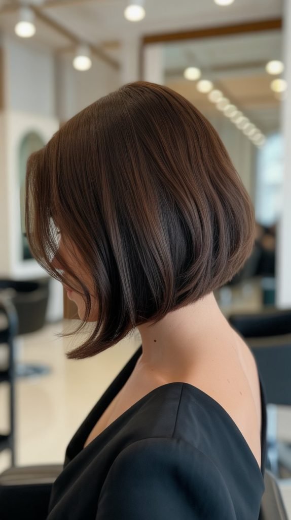 10. Dark Brunette A-Line Bob