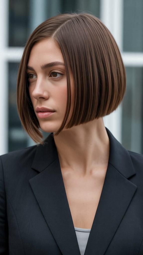 Sleek Stacked Bob with Sharp Lines