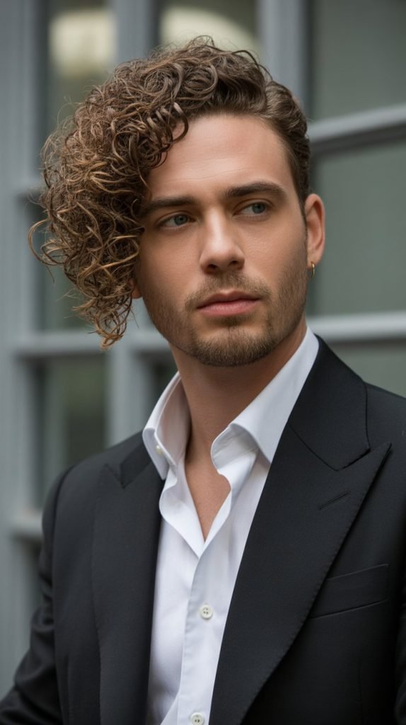  Curly Side Swept Style