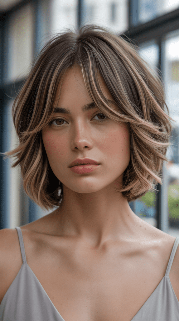 Layered French Bob with Curtain Bangs
