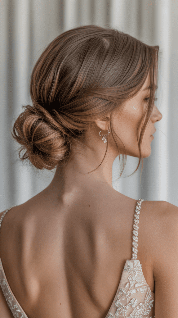 Textured Low Bun with Face-Framing Pieces