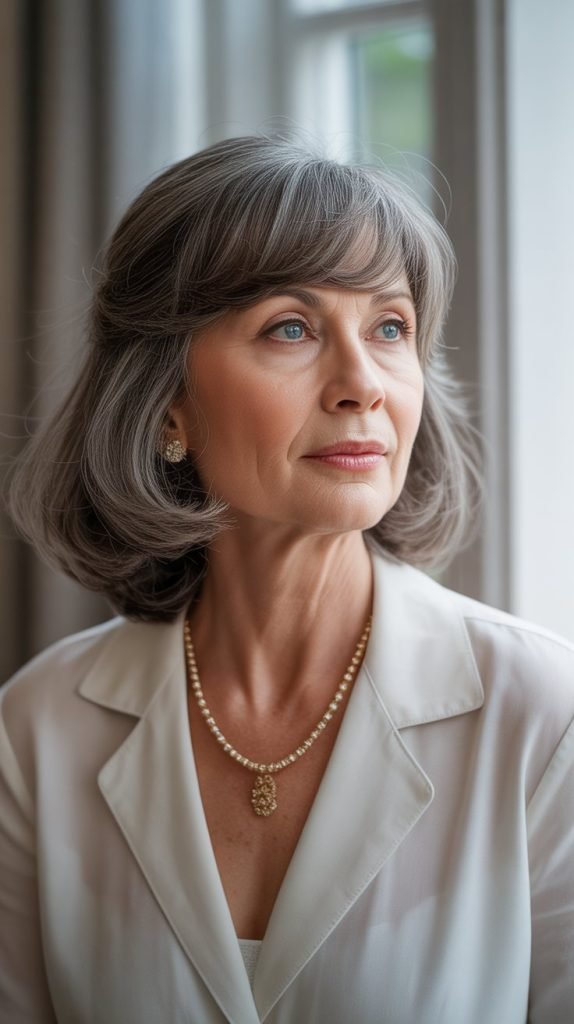 Side-Swept Bangs with Medium Length