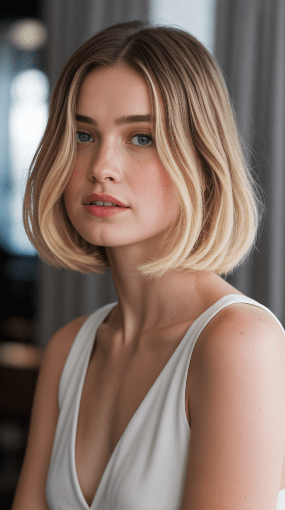 Classic Bob with Blonde Ombre Effect