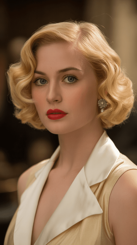 Finger-Waved Blonde Bob with Vintage Glamour