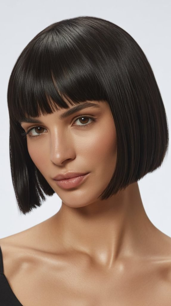 Sleek Bob with Blunt Bangs