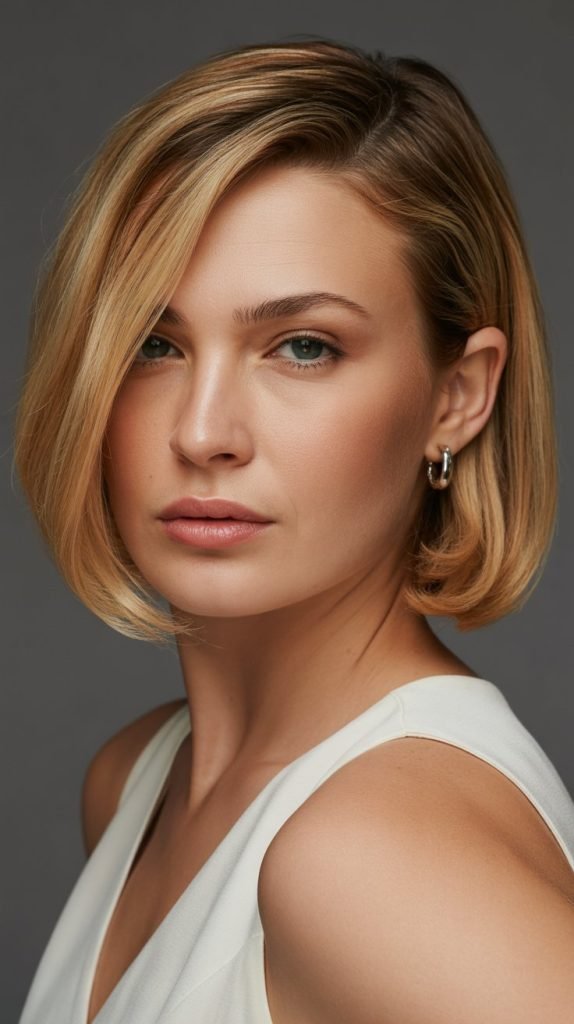 Side-Swept Bob with Deep Part
