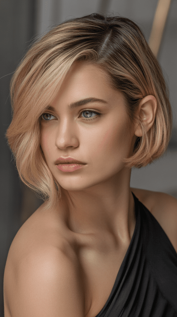 Side-Swept Jaw-Length Bob