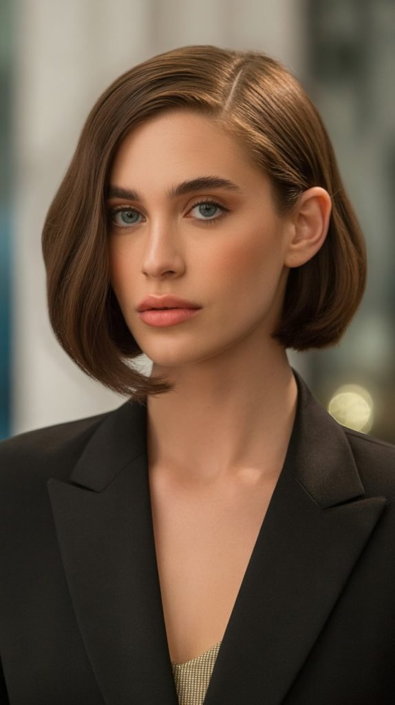  Sleek Chin Bob with Deep Side Part