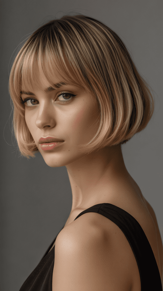  Angled Bob with Soft Rounded Bangs