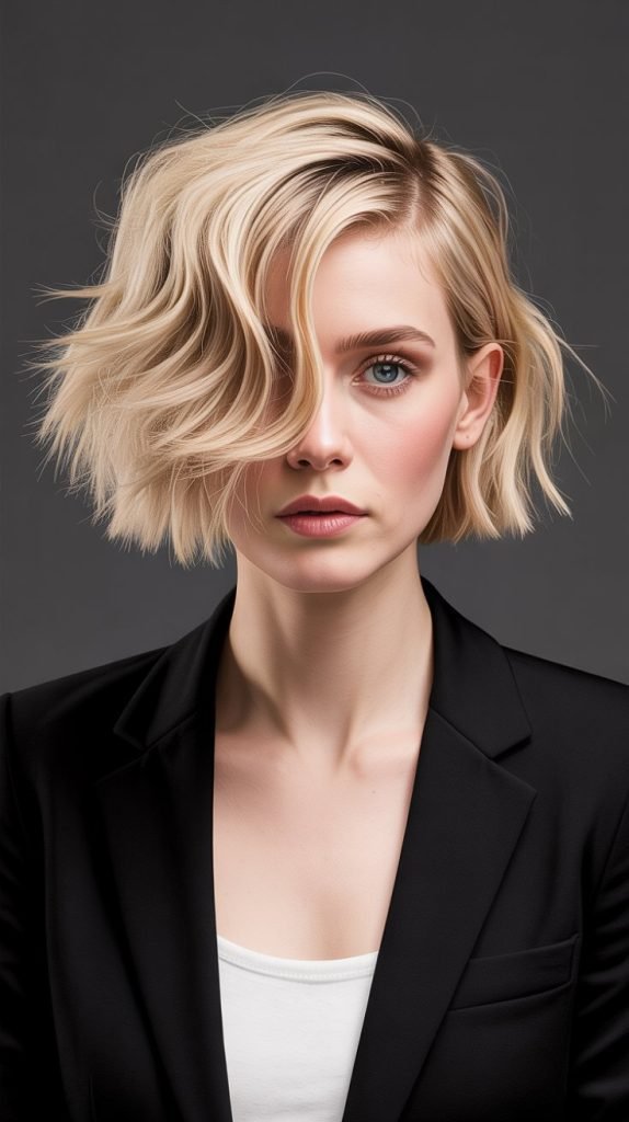 28. The Asymmetrical Textured Bob