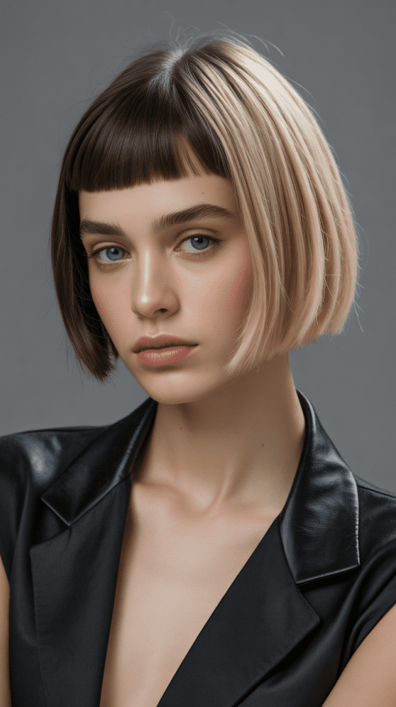 Asymmetrical Blunt Bob with Micro Bangs