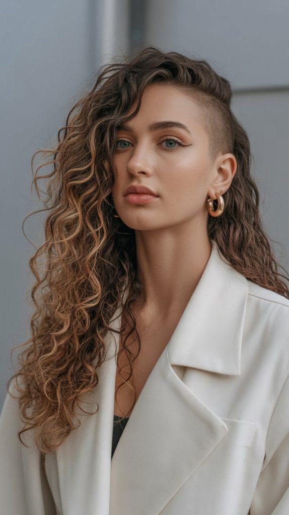 Asymmetrical Long Curly Cut