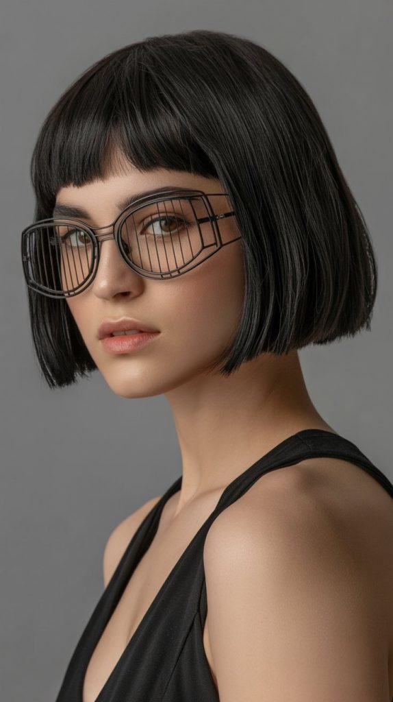  Black Blunt Bob with Micro Bangs