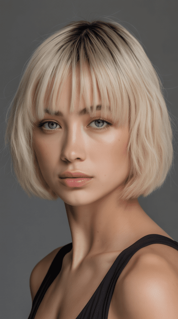 Blunt Bob with Micro Fringe and Highlights