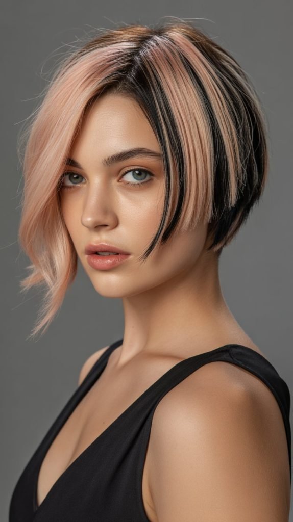 Stacked Bob with Color Blocking