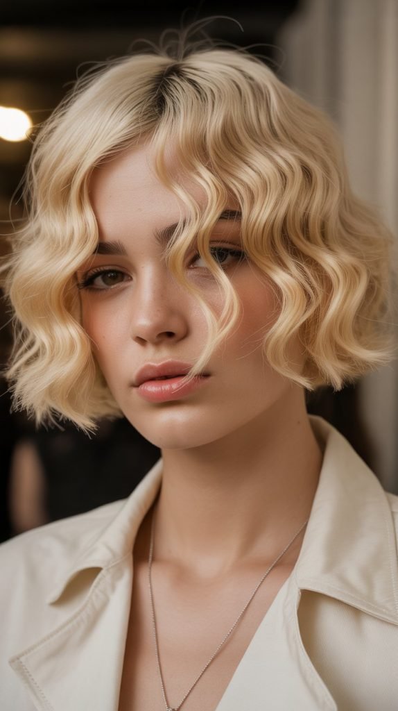  Chin-Length Bob with Crimped Texture