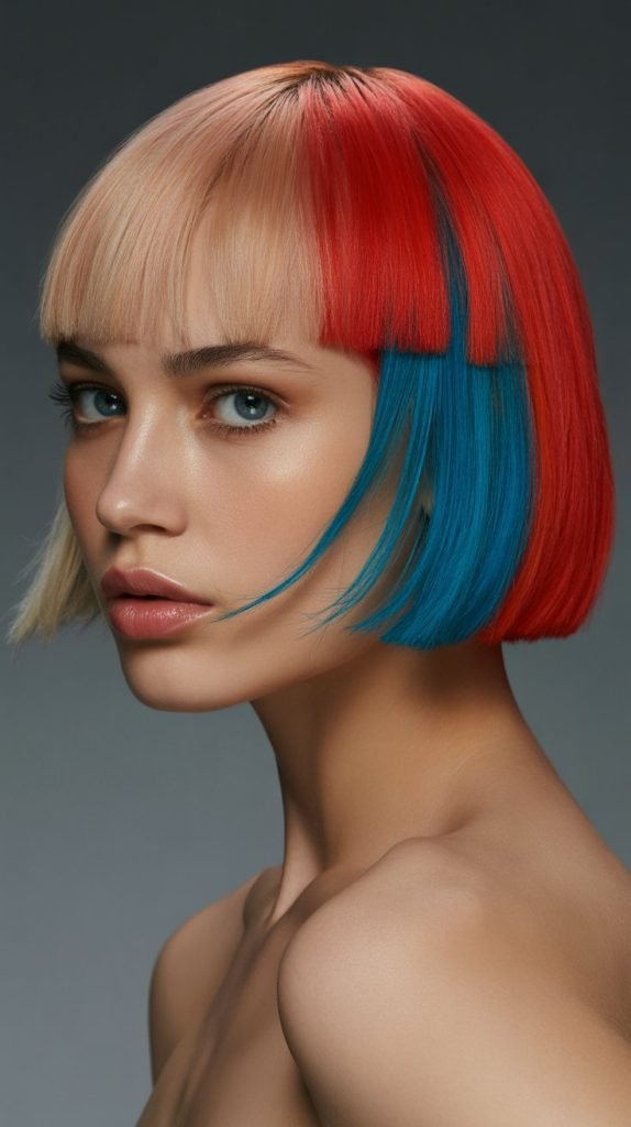 Chin Bob with Color Blocking for Drama