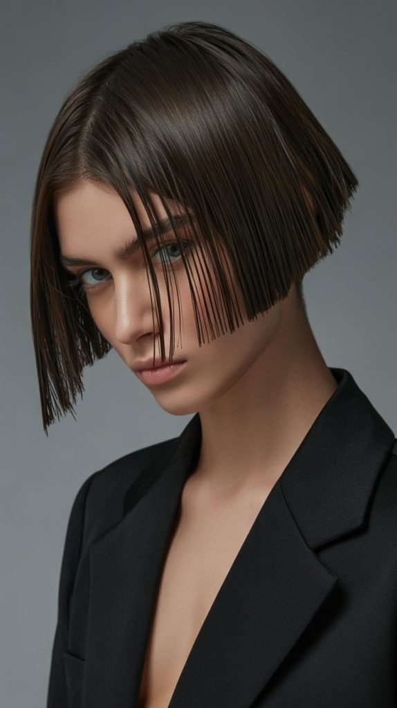 Edgy Chin Bob with Geometric Lines