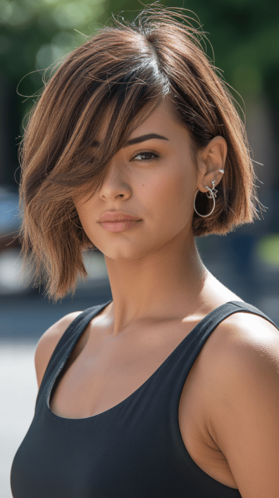 Asymmetrical Bob with Side-Swept Bangs