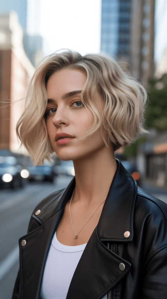 Textured Blonde Bob with Modern Edge