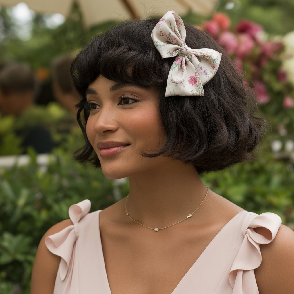 15. Round Bob with Floral Bow