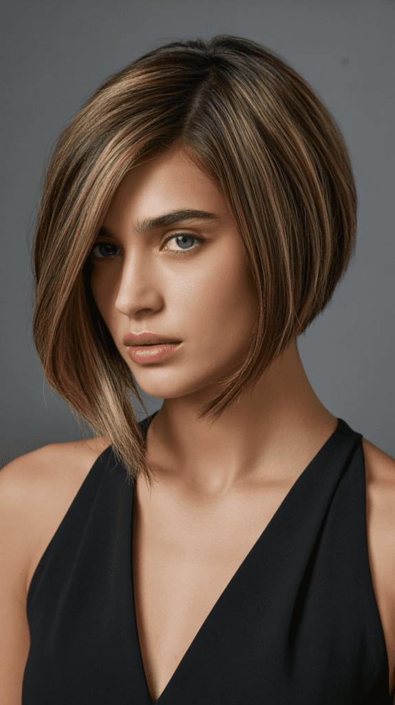 French Bob With Long Side-Swept Curtain Bangs