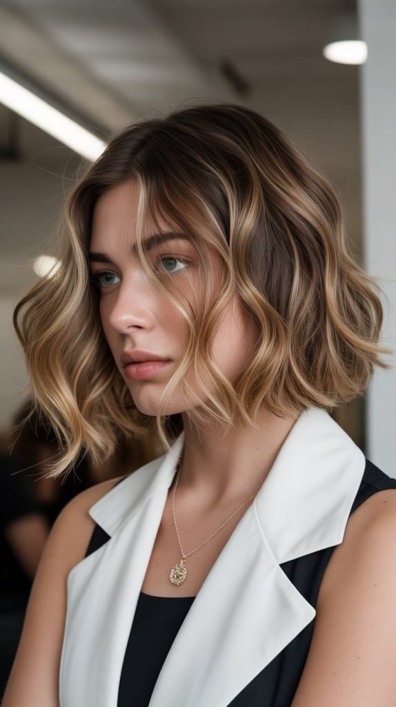 French Bob with Peek-a-Boo Highlights for Waves