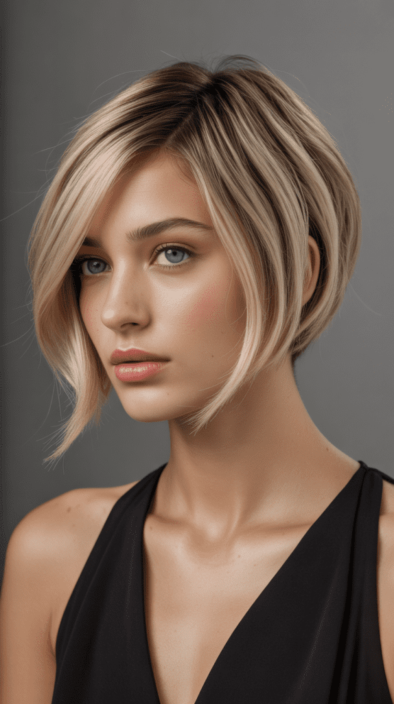 French Bob With Side-Swept Curtain Bangs
