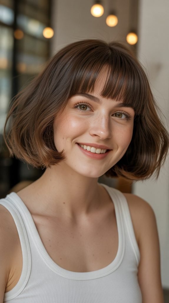 Rounded Bob with Curved Bangs