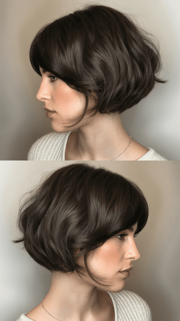  Inverted Bob with Side-Swept Bangs