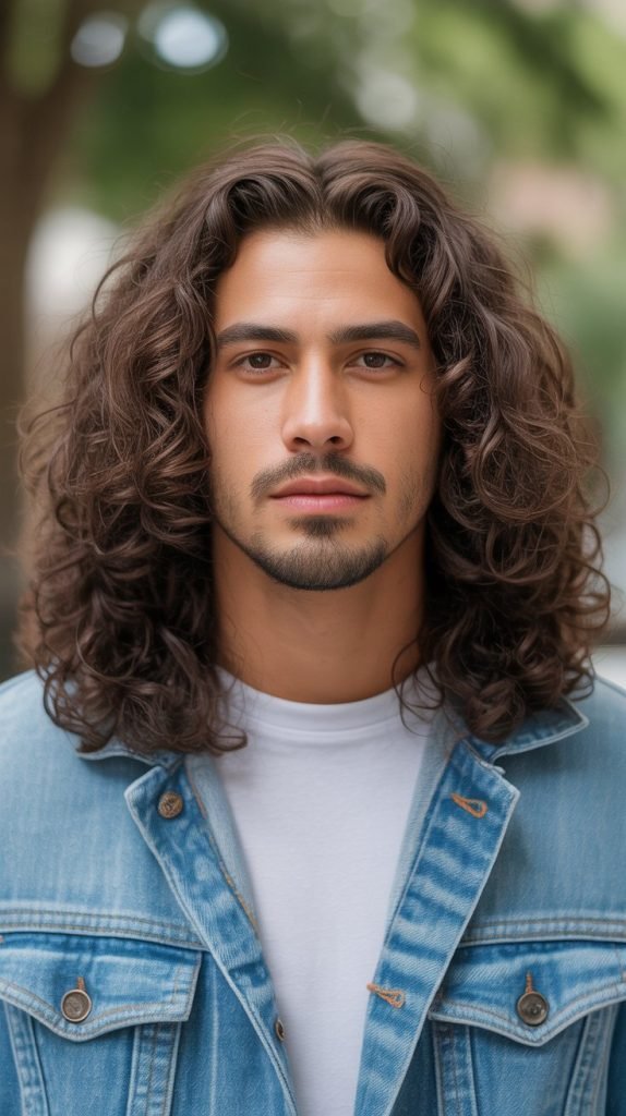 Long Curly Waves with Middle Part