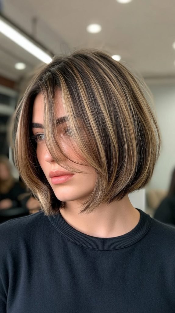 Layered Blunt Bob with Face-Framing Highlights