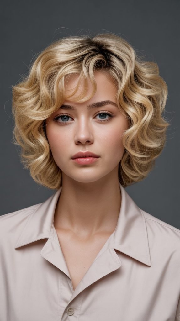 Layered Blonde Bob for Fine Curly Hair