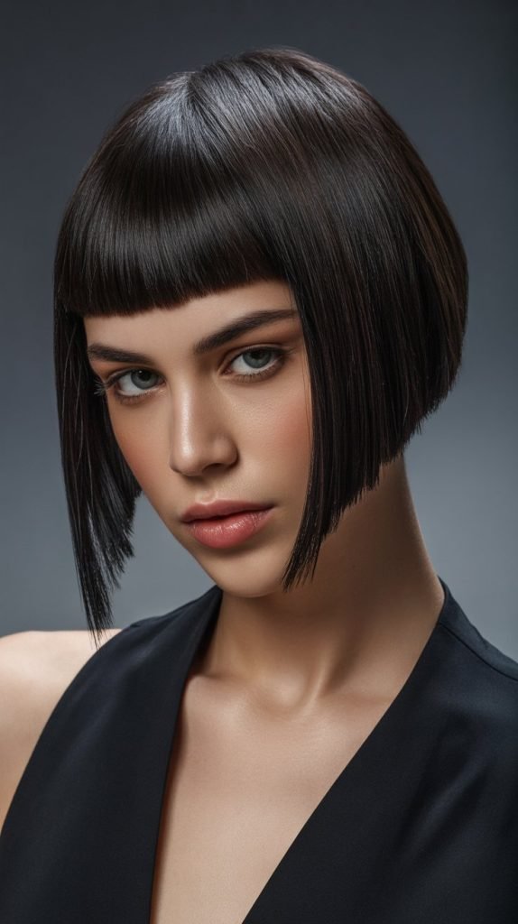 Edgy Micro Bob with Bold Fringe