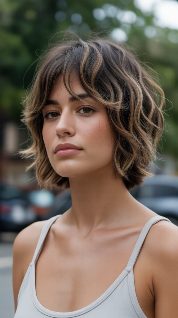 Layered Micro Bob with Choppy Fringe