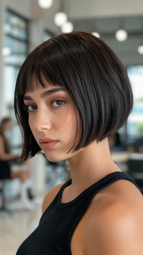 Modern Micro Bob with Feathered Fringe