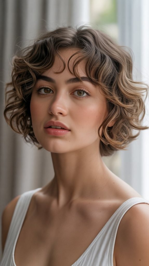 Wavy Micro Bob with Curtain Fringe