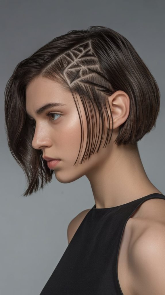 Geometric Undercut Bob with Angular Design