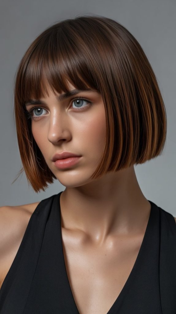 Precision Bob with Geometric Curtain Bangs