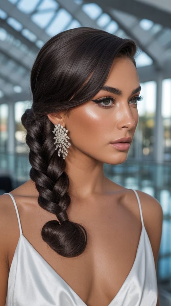 Side Swept Braid into Elegant Bun