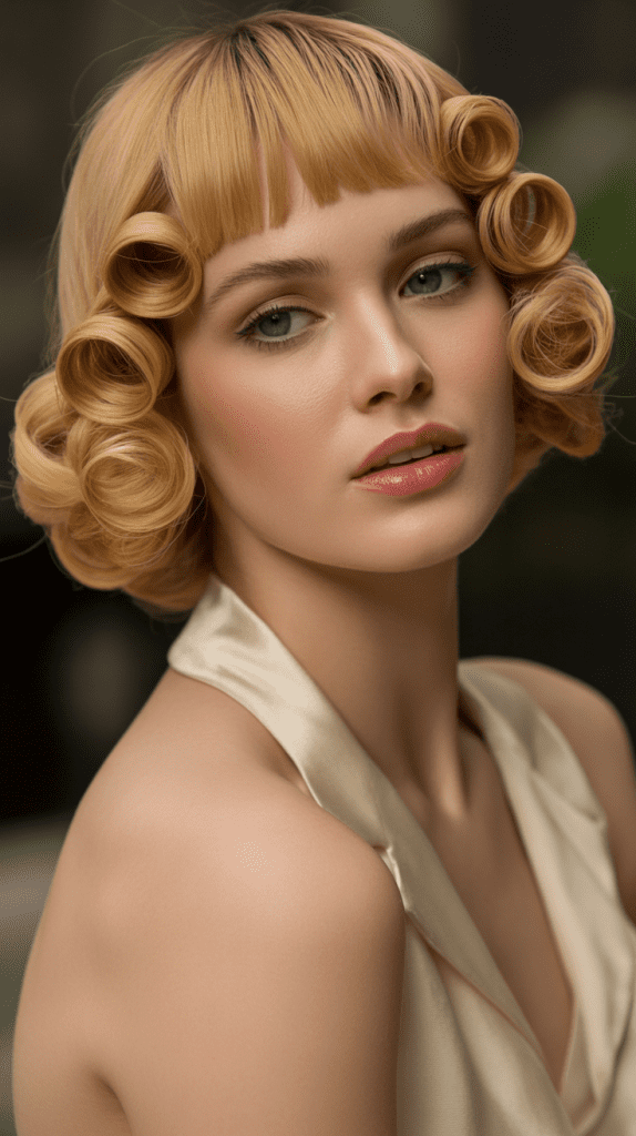 Vintage-Inspired French Bob with Pin-Curl Fringe