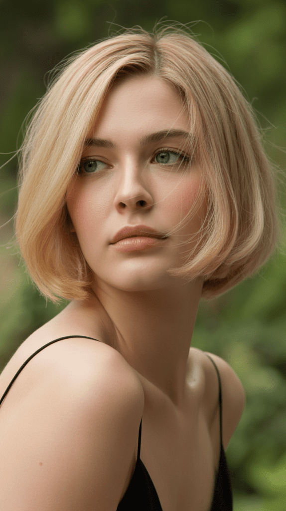 Curved Blonde Bob with Soft Sophistication