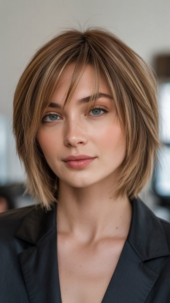 Graduated Chin-Length Bob with Choppy Bangs