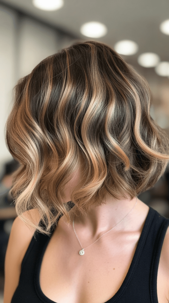 Wavy Angled Bob with Balayage