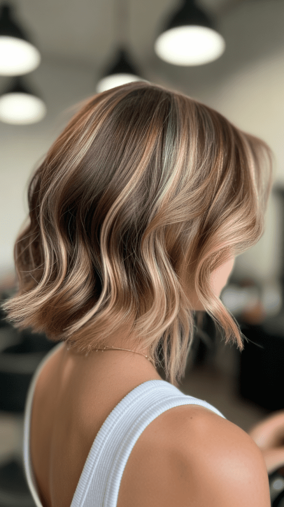 Wavy Angled Bob with Highlights
